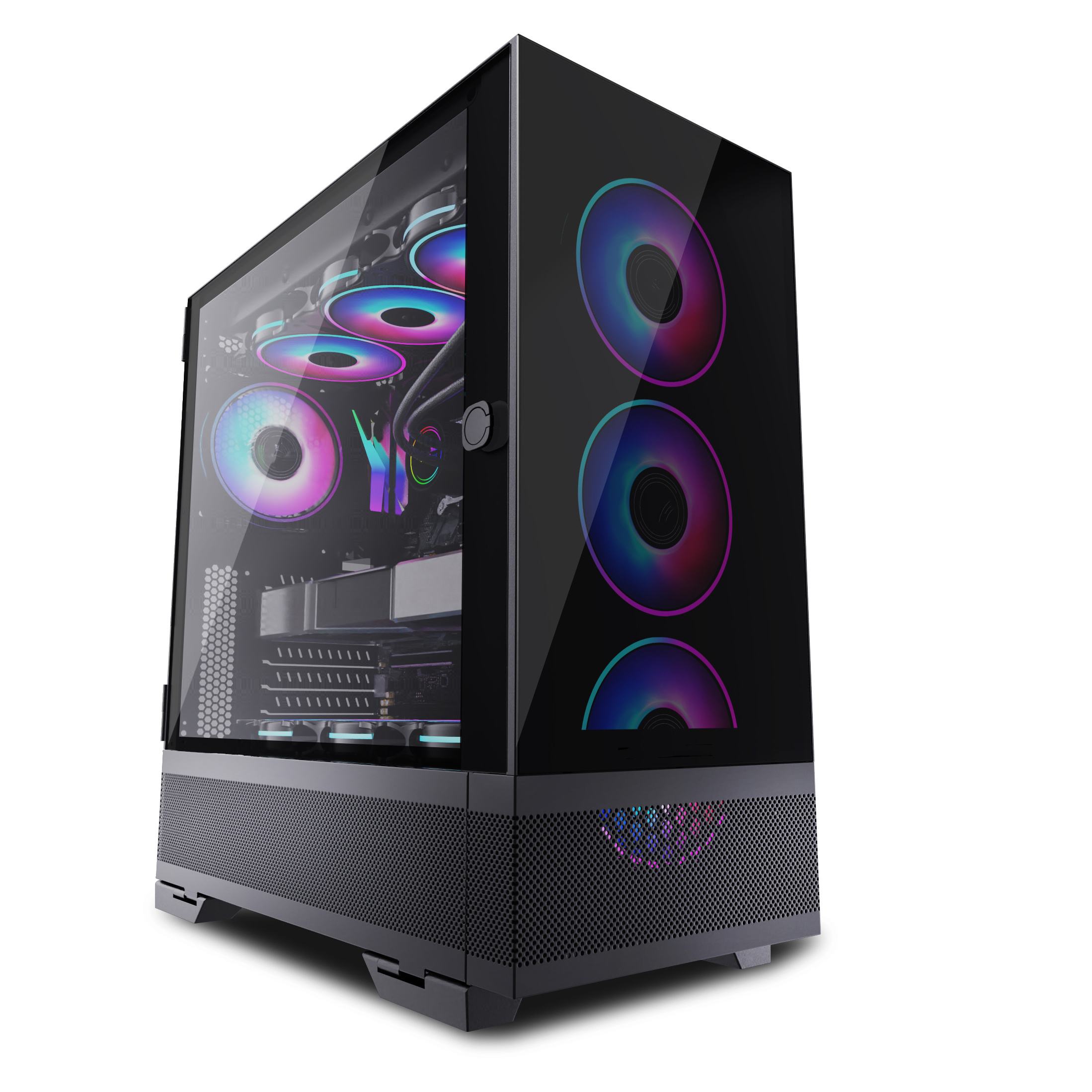 XYZCASE pc cabinet Two tempered glass gaming ATX full tower gamer computer case RGB fan gaming computer cases