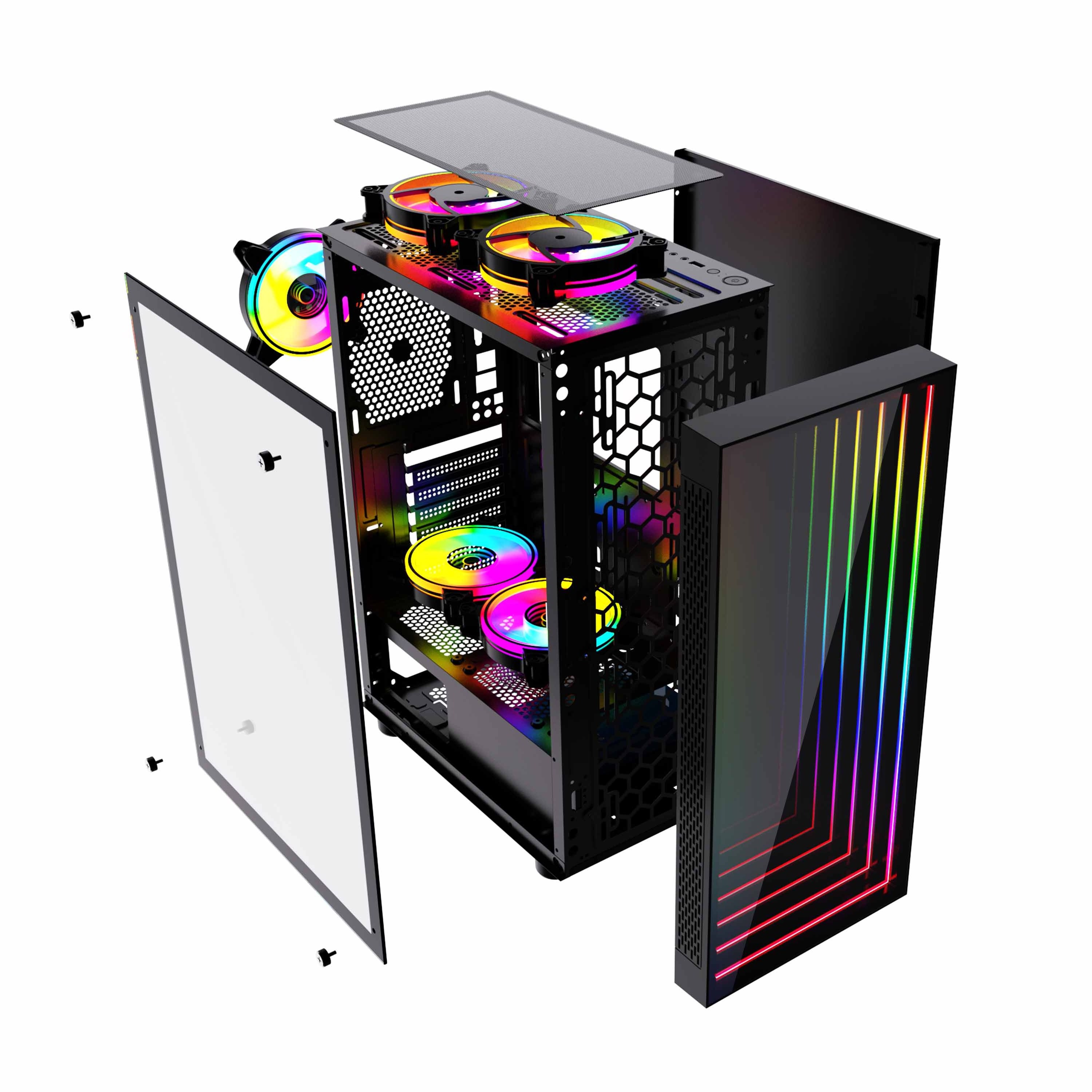 XYZCASE Gaming Computer Cases PC Gaming RGB ATX Computer Case Gaming Frame Chassis & Towers CPU Cabinet