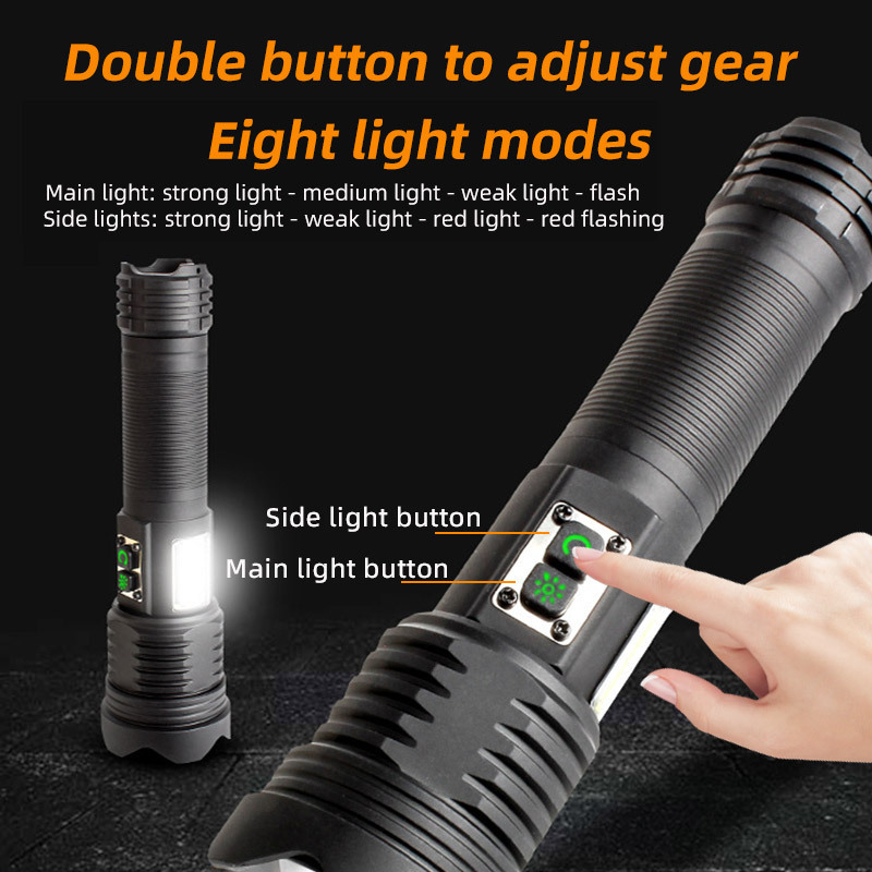 Super Bright Linternas 25w 8 Modes Rechargeable Hunting Flash Light Long Range Torch Light Waterproof LED Flashlight Tactical