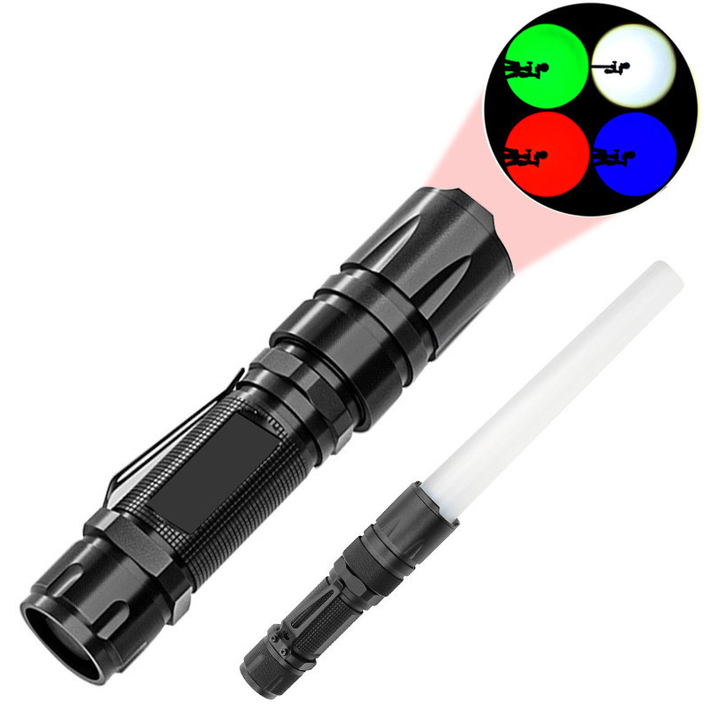 Powerful Led Flashlight Rechargeable Tactical Torch 4Core Flashlights White Red Blue Green 18650 Zoom Camping Lamps Torch Light