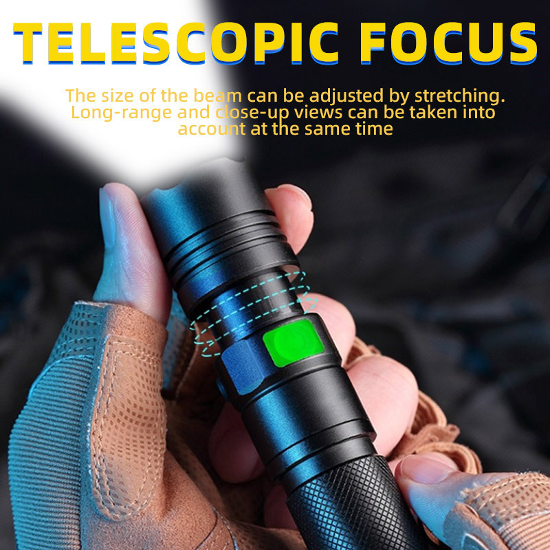 Rechargeable Tactical Led Flashlights Edc Flashlight Mini Zoom Torch Waterproof Hunting Repair Outdoor Long Range Hand Lantern