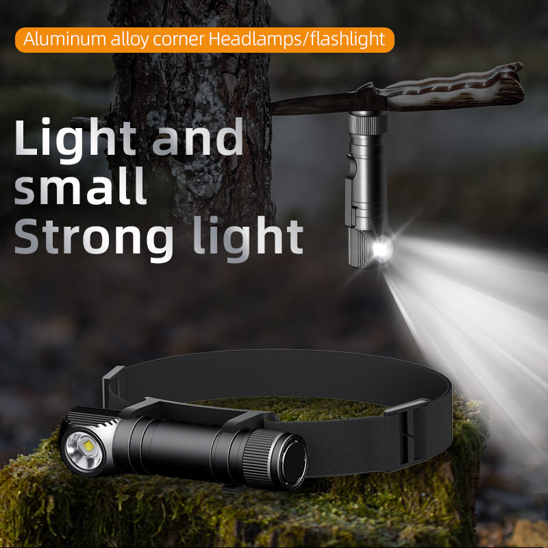 LED Headlamp USB C Right Angle EDC Head Flashlight Small Pocket-Size IP68 Waterproof for Camping Running Hiking Outdoor