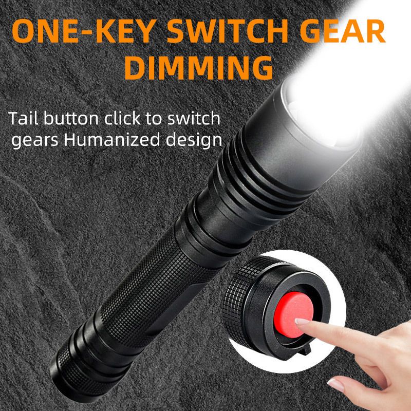 Super Bright Handheld Flash Light Rechargeable LED Water Resistant Camping Torches Adjustable Focus Zoom Tactical Flashlight