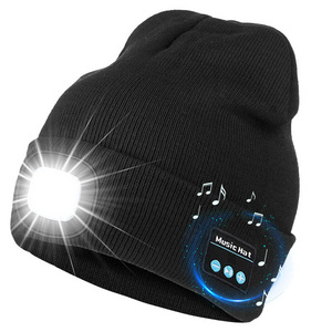 LED Luminous Warm Hats Unisex Rechargeable Beanie Brightness Headlamp Knitted Hat Outdoor Running Hiking Camping Ice Fishing