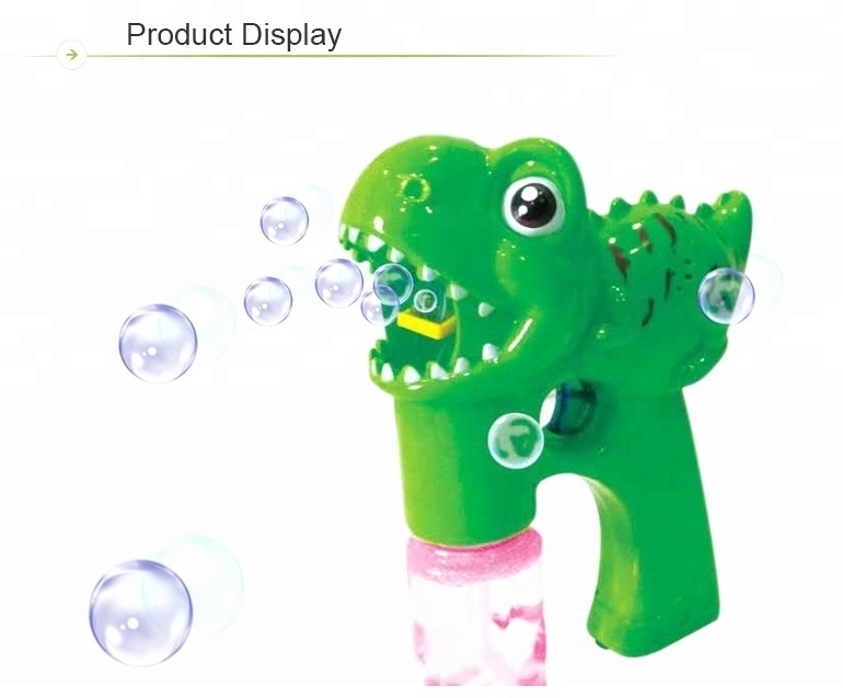 battery operated cartoon 2 bottles soap water dinosaur bubble gun for sale