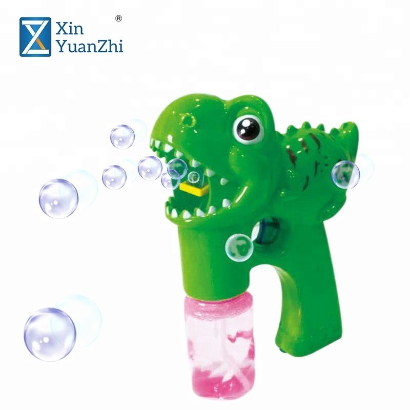 battery operated cartoon 2 bottles soap water dinosaur bubble gun for sale