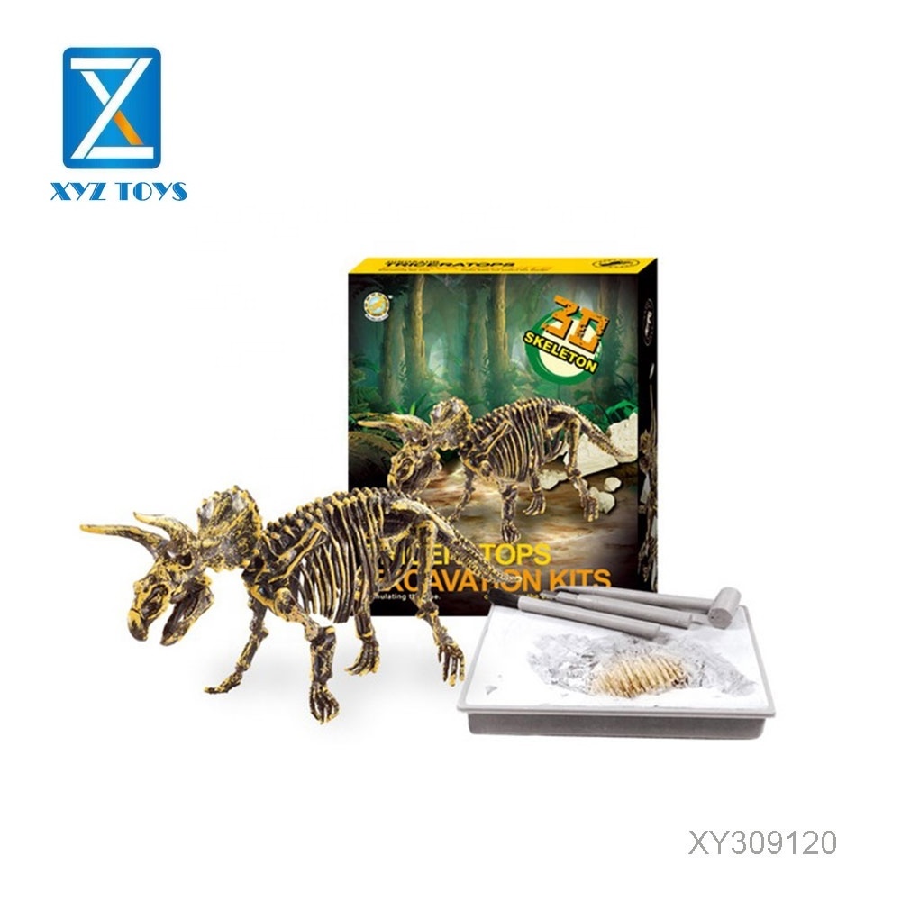 Archaeological series simulation 3d skeleton dinosaur fossils toy for dig out