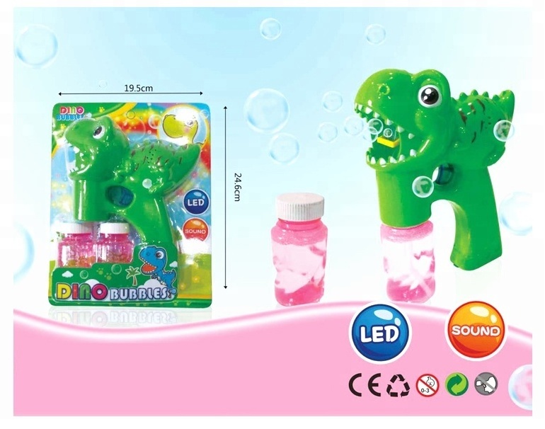 battery operated cartoon 2 bottles soap water dinosaur bubble gun for sale