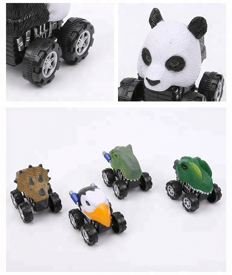 Small wild animal monster truck toys 4 style assorted pull back car sets for sale