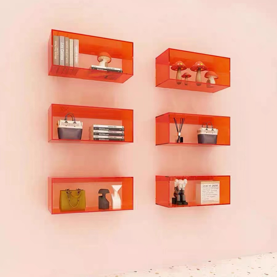 Elegant Acrylic Wall Display Rack Colorful Wall Mounted Bag Organizer