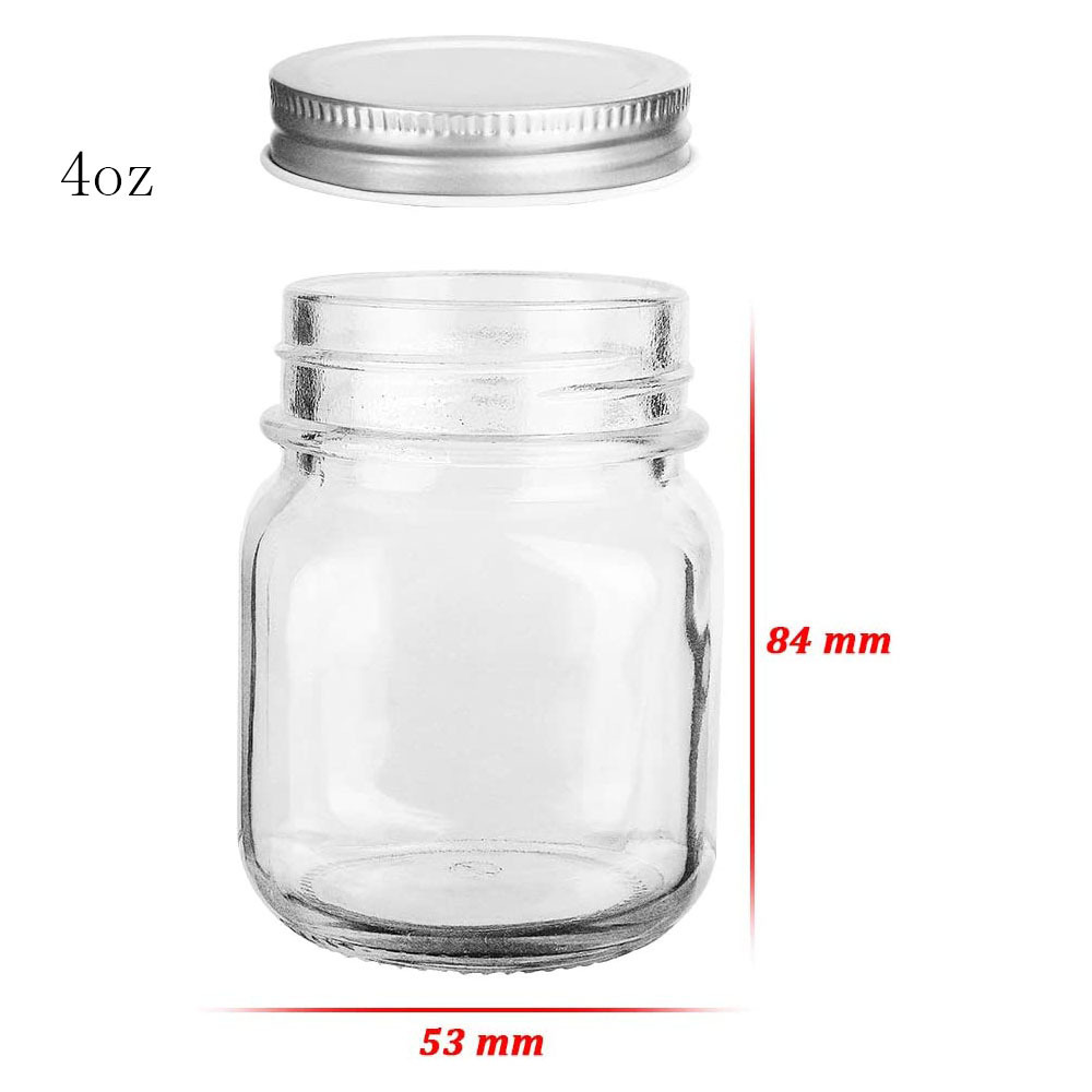 150ml Empty Mason Glass Canning Jars 5 oz With Lids For Preserves Jam Peanut Butter