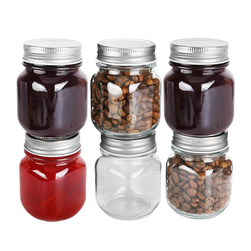 150ml Empty Mason Glass Canning Jars 5 oz With Lids For Preserves Jam Peanut Butter