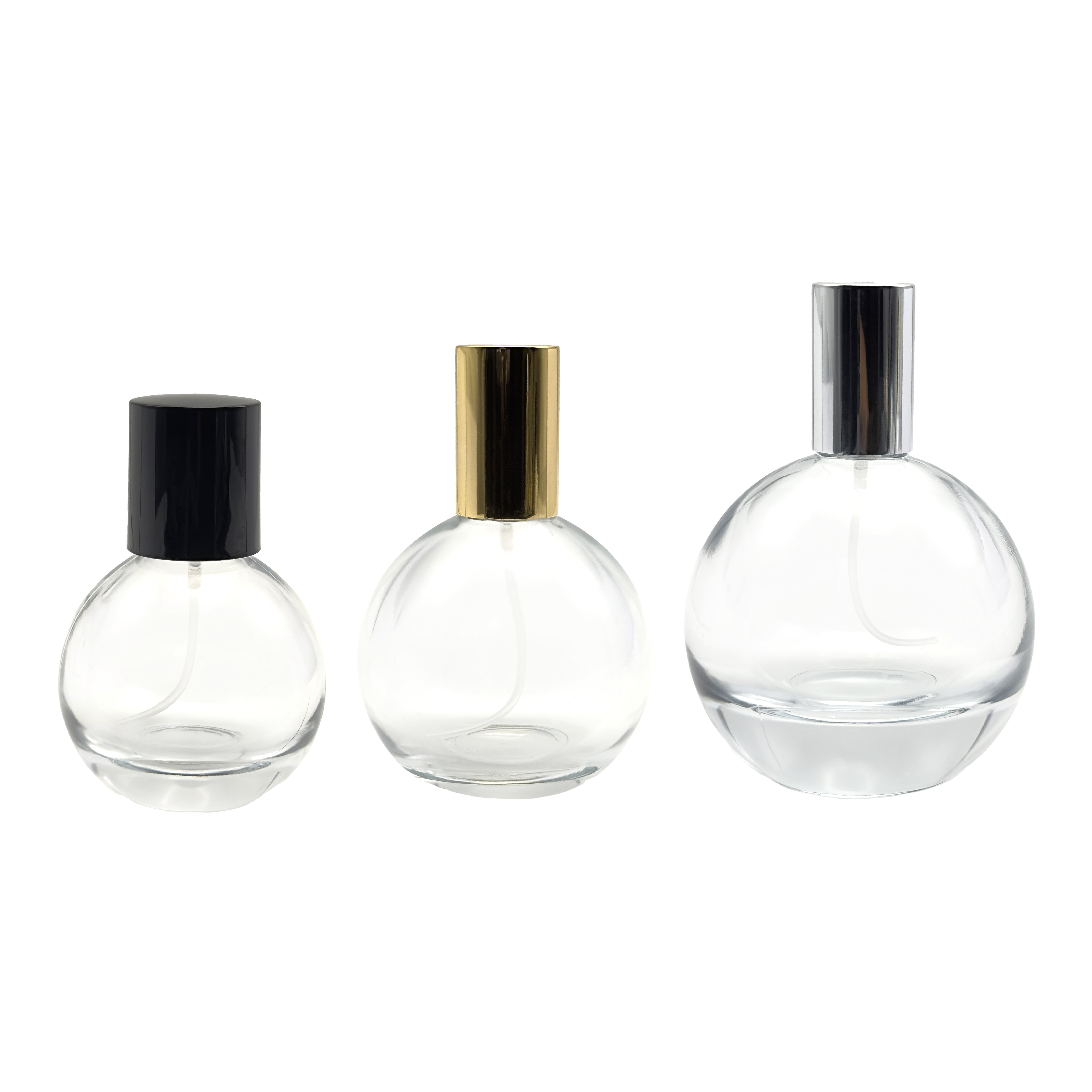 New Design Custom Product Unique Round Sphere Shaped Luxury Empty Spray Perfume Glass Bottle 30ml 50ml 100ml