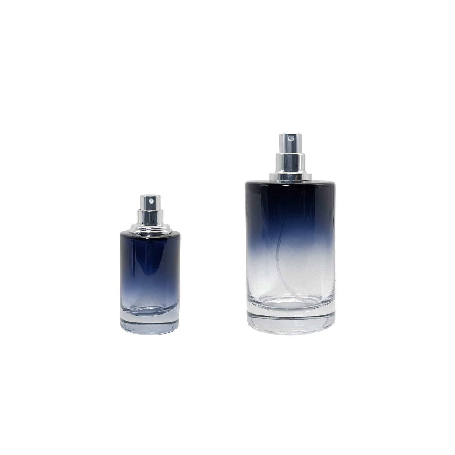 Luxury Gradient Blue Round Glass Empty Perfume Bottles Empty Spray Atomizers 30ml 50ml 100ml Glass Spray Bottle