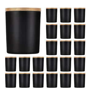 10oz Black Wholesale Custom Small Unique Empty Luxury Packaging Glass Container Candle Jar With Lid