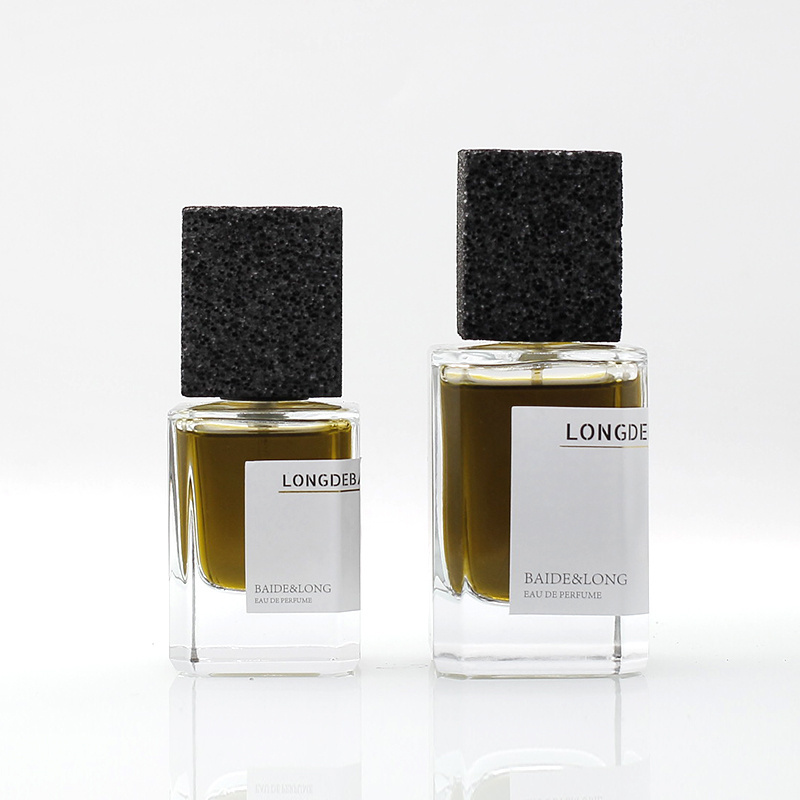 LONGDEBAI Luxury empty square 15mm crimp glass bottle 30ml 50ml perfume bottle for women men