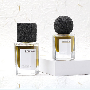 LONGDEBAI Luxury empty square 15mm crimp glass bottle 30ml 50ml perfume bottle for women men