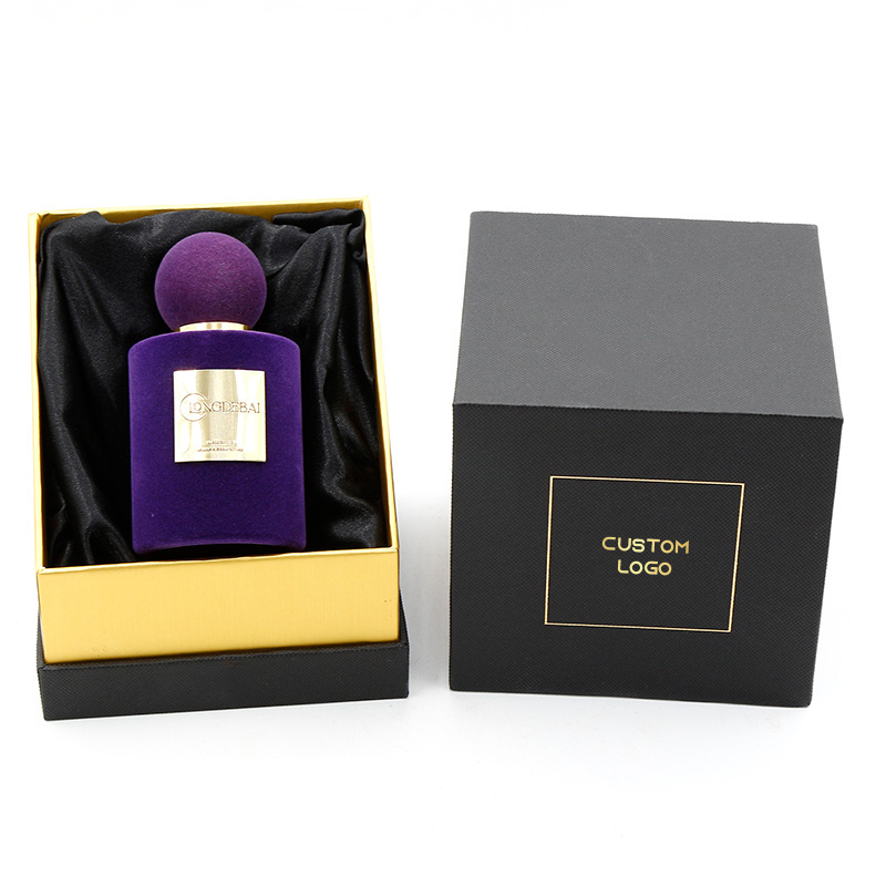 Luxury Red Purple Brown 50ml 100ml round perfume bottle flocking perfume bottle 30ml