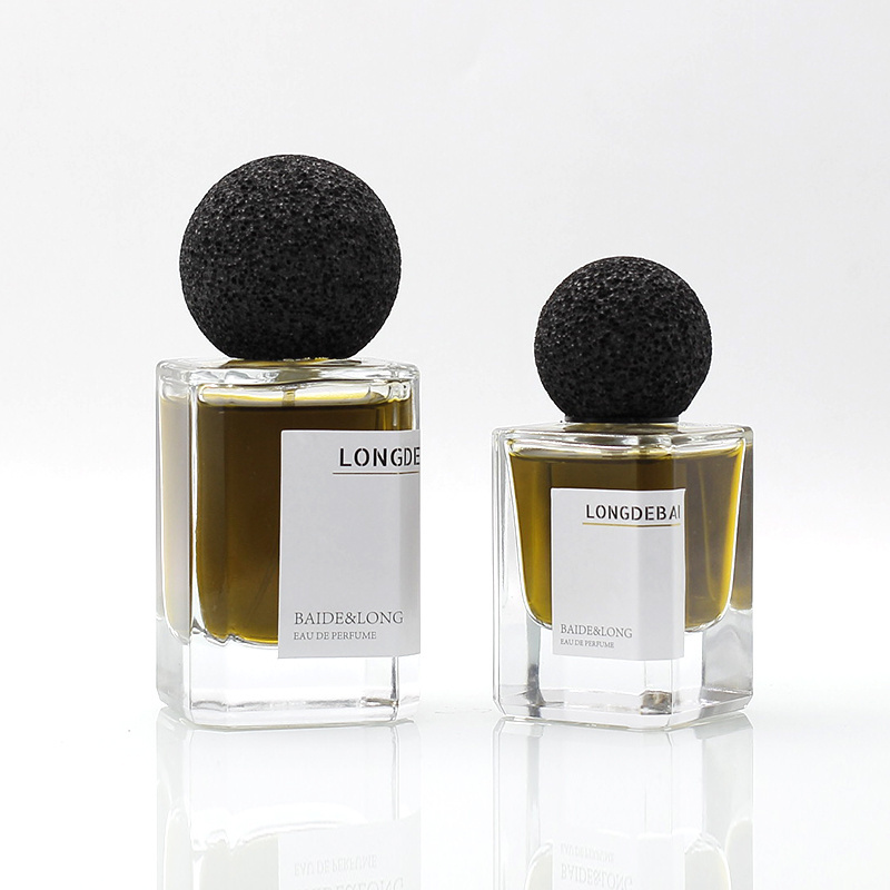 LONGDEBAI Luxury empty square 15mm crimp glass bottle 30ml 50ml perfume bottle for women men