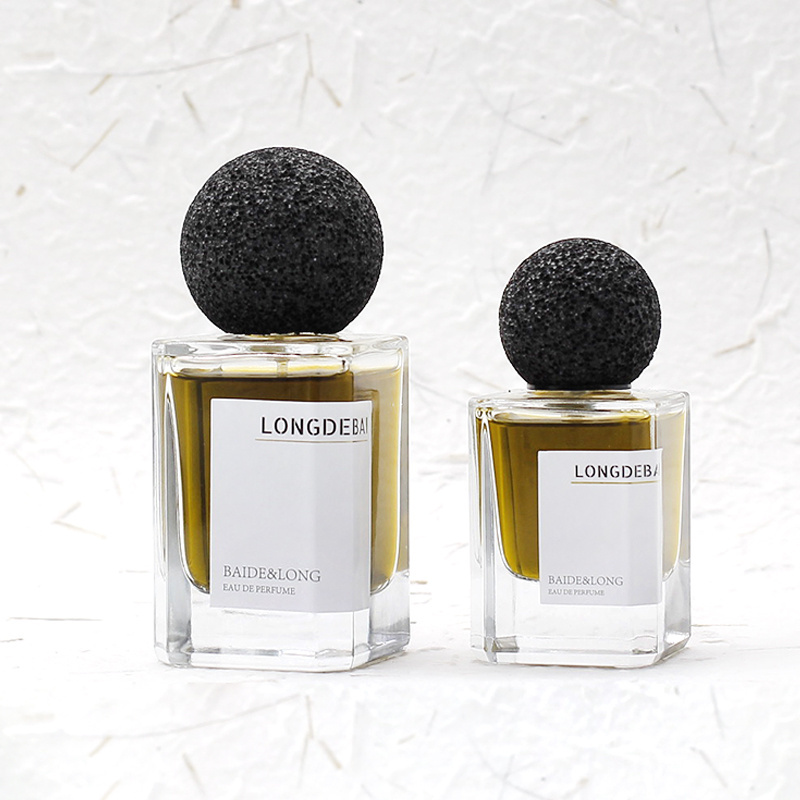 LONGDEBAI Luxury empty square 15mm crimp glass bottle 30ml 50ml perfume bottle for women men