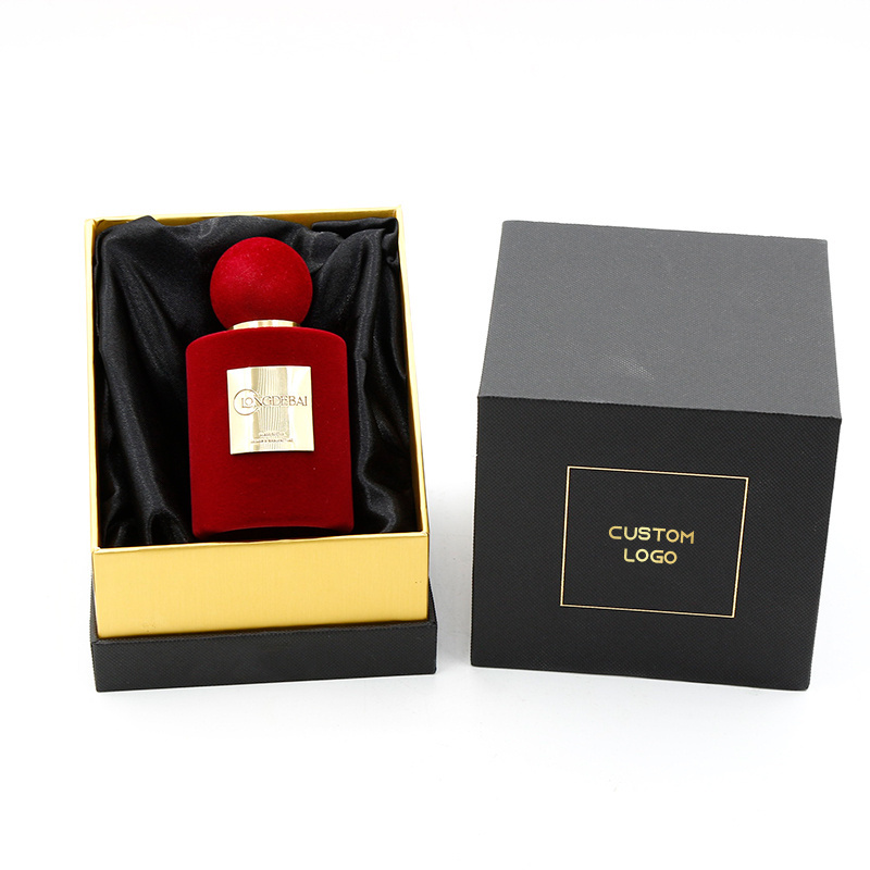 Luxury Red Purple Brown 50ml 100ml round perfume bottle flocking perfume bottle 30ml