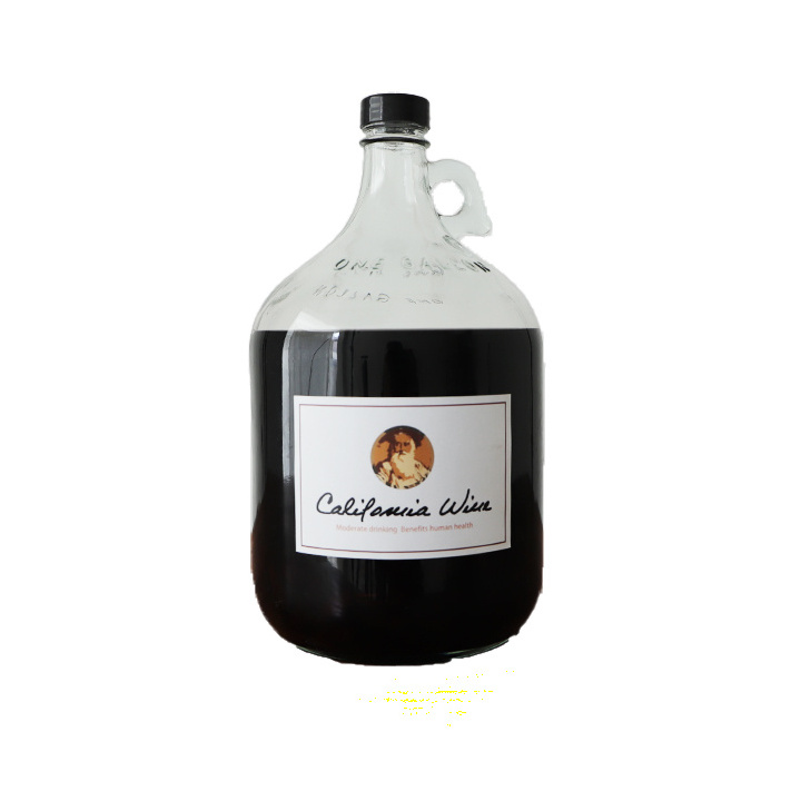 4 Liter Gallon Recycled Big Capacity Red Wine Glass Bottle with Cap Handle