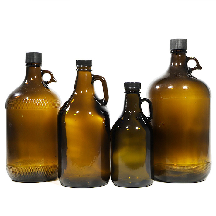 4l amber moonshine glass jug with handle