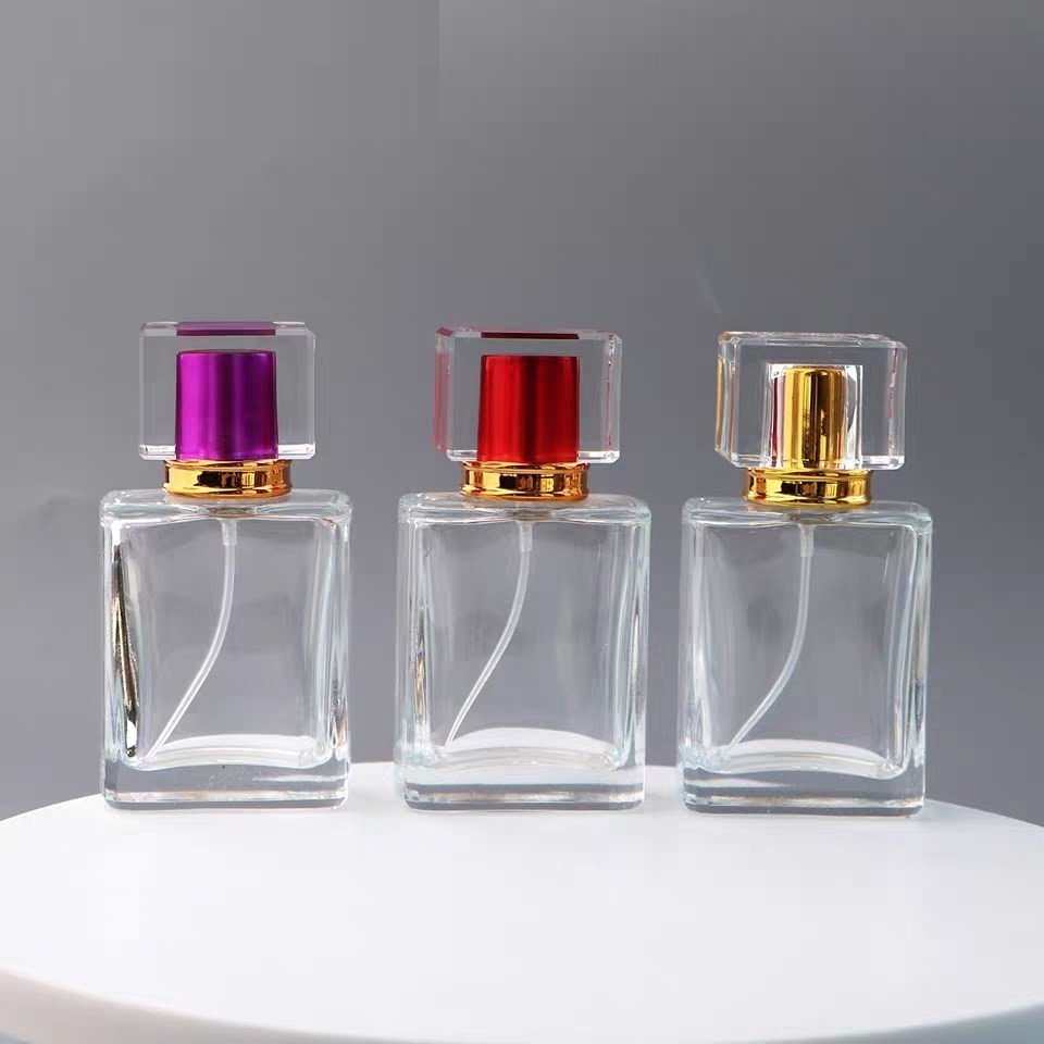 Cosmetic Square Rectangle Matte Black 30ml 50ml 100ml Fragrance Oil Glass Perfume Bottle With Spray Pump Cap