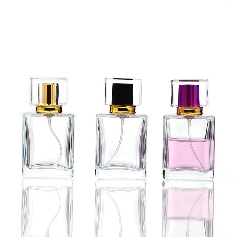 Cosmetic Square Rectangle Matte Black 30ml 50ml 100ml Fragrance Oil Glass Perfume Bottle With Spray Pump Cap