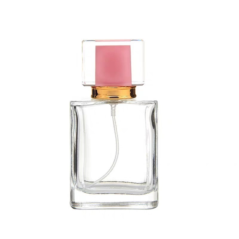 Cosmetic Square Rectangle Matte Black 30ml 50ml 100ml Fragrance Oil Glass Perfume Bottle With Spray Pump Cap