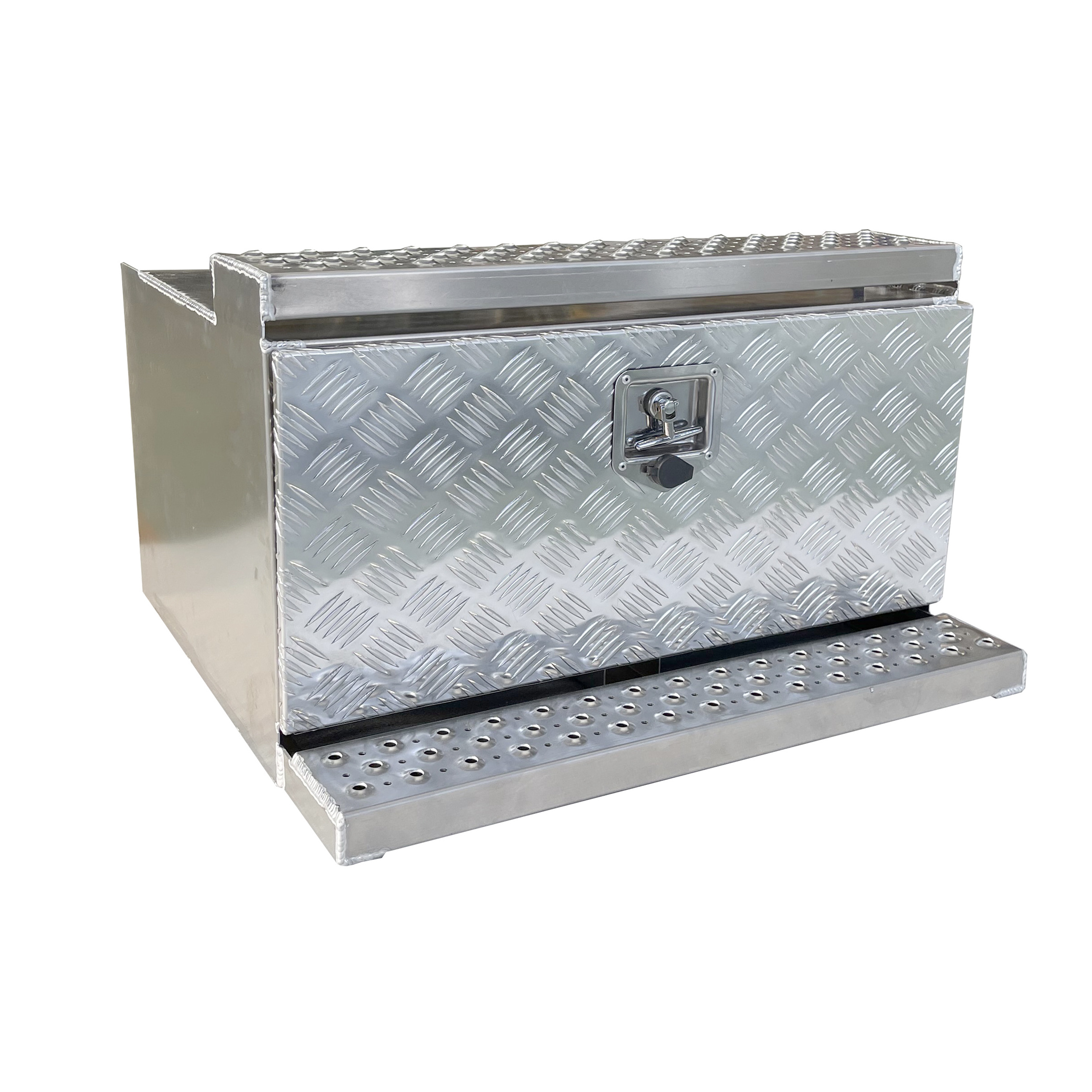 Custom  Aluminum Under tray  Truck Toolbox With Stainless Steel Piano Hinge and Gas Struts support