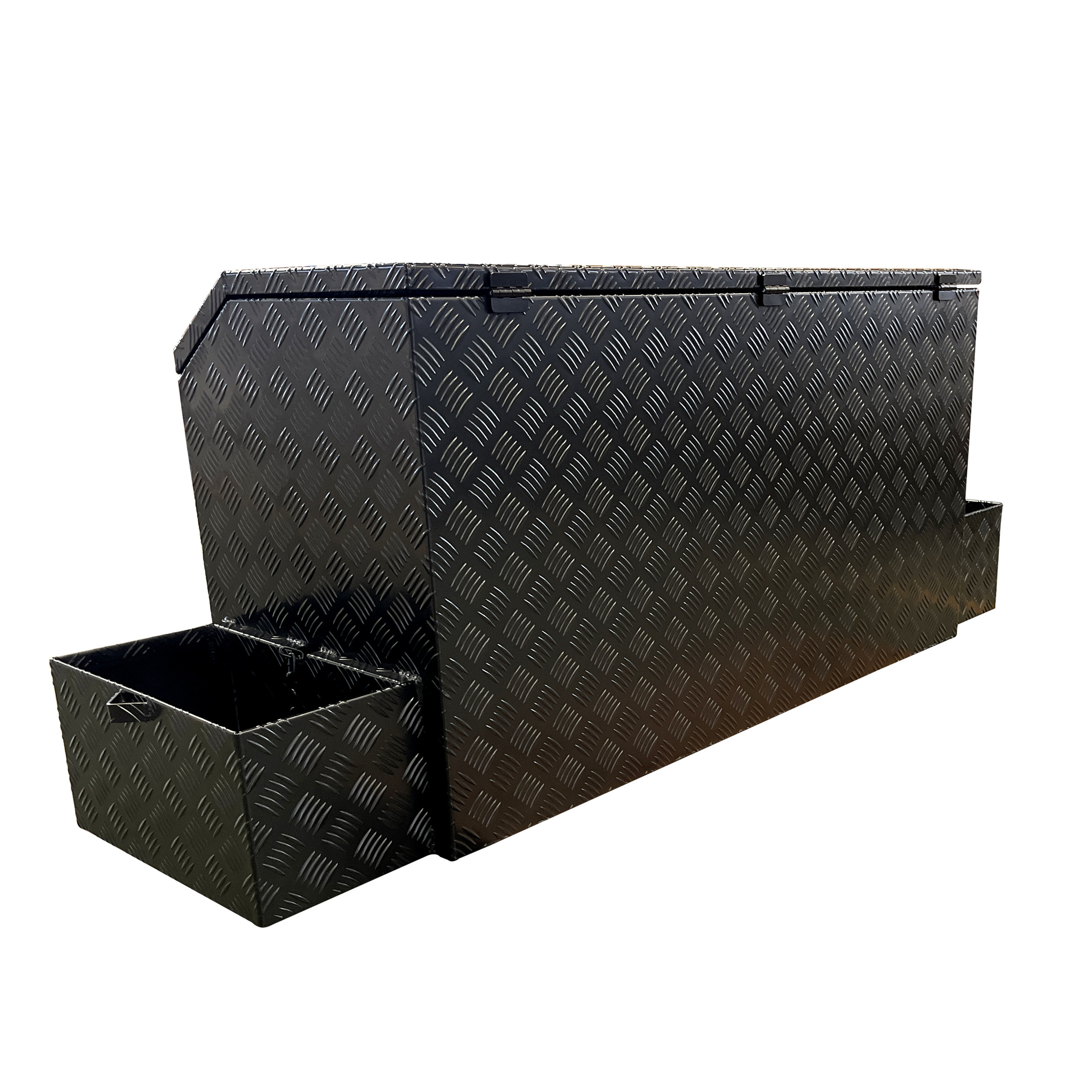 Black  Power Coating Aluminum Checker Heavy Duty pick up truck camper RV storage canopy for hilux  single cab with Lock and Keys