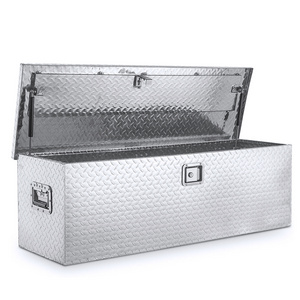 Heavy Duty Aluminum 5 Bar Tread Underbody Box Waterproof Square Truck Storage Chest for Pick Up Truck Bed RV Trailer