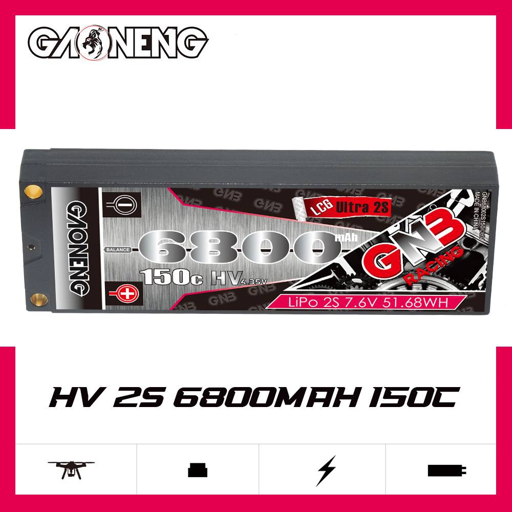 6800mah 2s Hv 7.6v 150c Rc Lipo Battery Ultra Lcg 2s 5mm Built-in Bullet Hard Case Competition Pack 1/10 Rc Car Boat Gnb Gaoneng