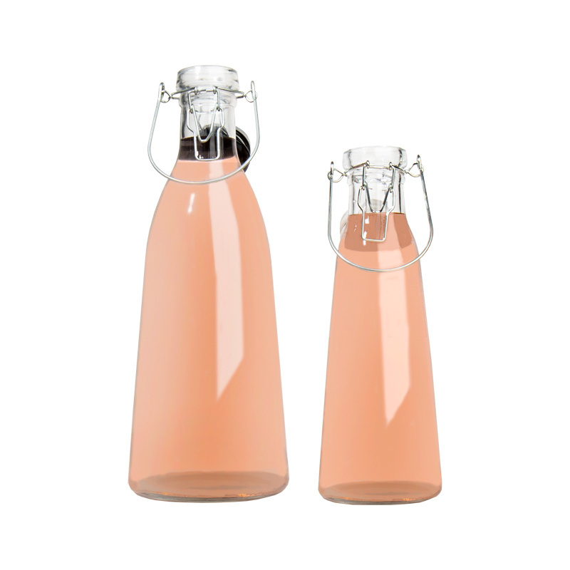 Personalized Customization 500ml 1L Food Grade Glass Beverage Bottle With Swing Top Buckle Sealed Stopper