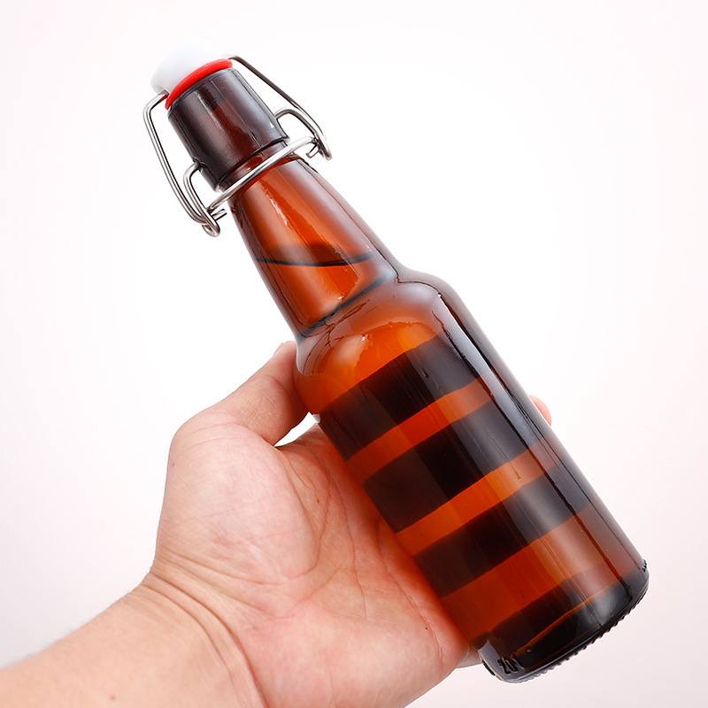 Wholesale 350ml 500ml Home Brewing Airtight Rubber Seal Swing Top Beer Amber Glass Bottle