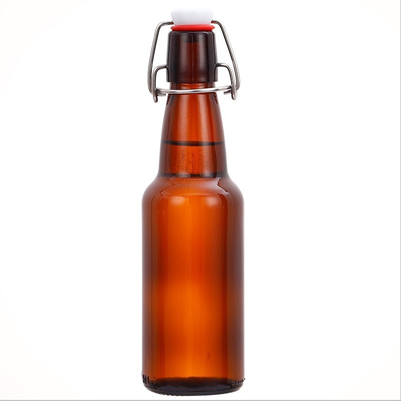 Wholesale 350ml 500ml Home Brewing Airtight Rubber Seal Swing Top Beer Amber Glass Bottle