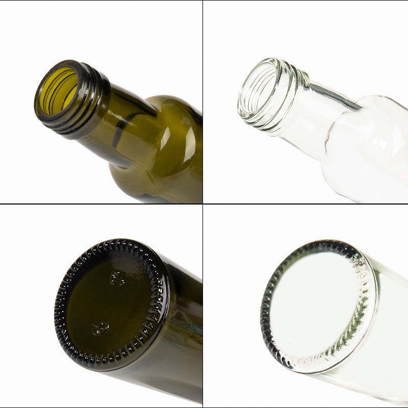 Wholesale 100-1000 ml Transparent Dark Green Round Empty Glass Olive Oil Bottle With Lid Oil Distributor