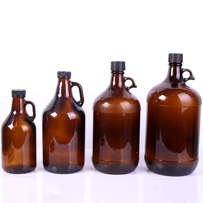 Wholesale 500ML 1L 2L 3L 4L 5L 1 Gallon Large Tank Glass Liquor Container California Beer Wine Bottle with Handle