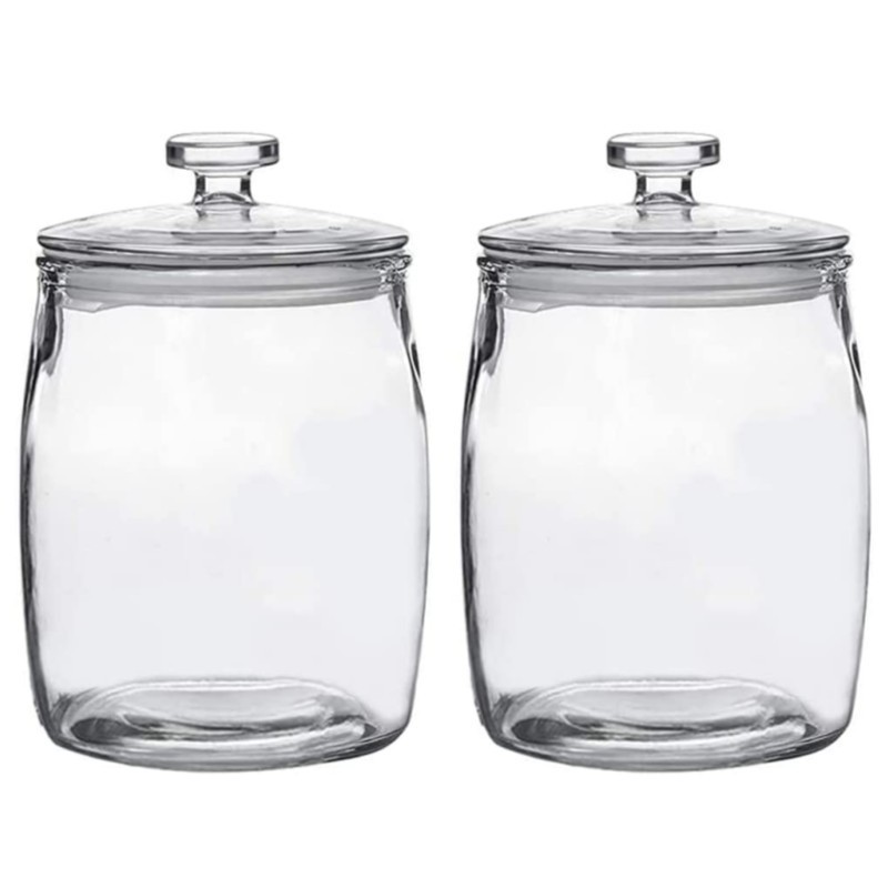 Wholesale 0.5 Gallon 72 OZ Clear Round Large Kitchen Containers Food Jam Fruit Pickle Storage Glass Jars With Glass Lids