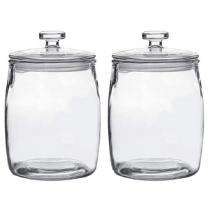 Wholesale 0.5 Gallon 72 OZ Clear Round Large Kitchen Containers Food Jam Fruit Pickle Storage Glass Jars With Glass Lids