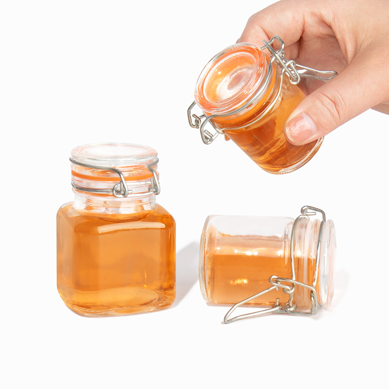 Wholesale Round Square 45ml 75ml 100ml Small Food Storage Jam Candy Glass Jar Swing Top Glass Jar