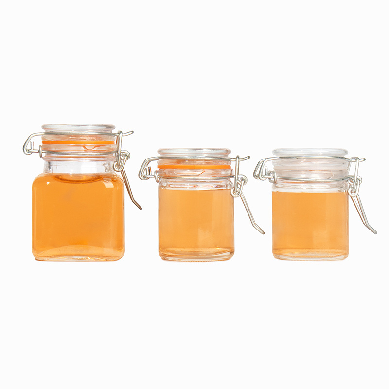 Wholesale Round Square 45ml 75ml 100ml Small Food Storage Jam Candy Glass Jar Swing Top Glass Jar