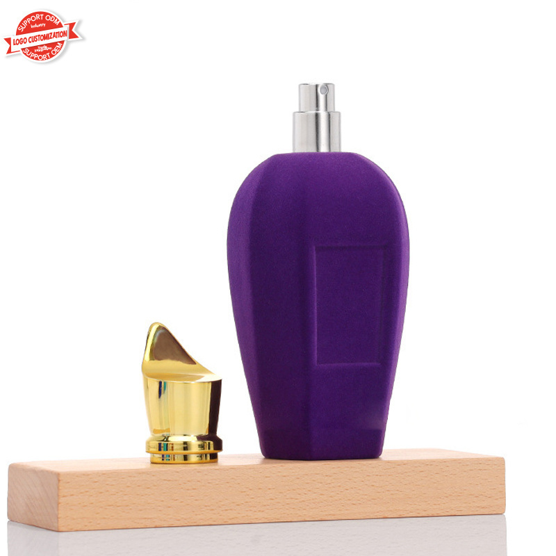 Flocked velvet perfume glass bottle 50ml 100ml Craft Glass Perfume Bottle luxury parfum glass bottle with gift box