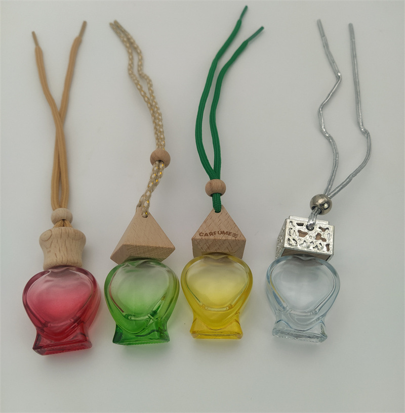 5ml 8ml 10ml car vent air hanging freshener pendant square round rectangle glass car perfume diffuser bottle with wooden cap