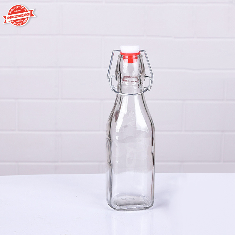 Wholesale Swing top square 250ml 500ml 1000ml fruit juice wine beverage Beer glass bottle with flip top