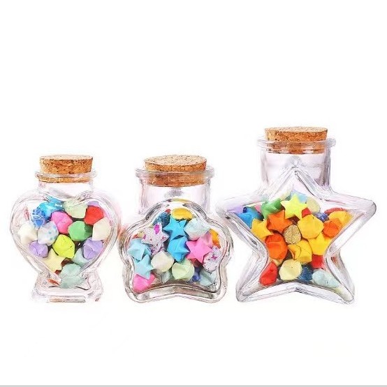 wholesale 50ml 5oz 150ml empty heart shape Wedding Decoration Diy Gift Glass Bottle wishing jar with wooden cork