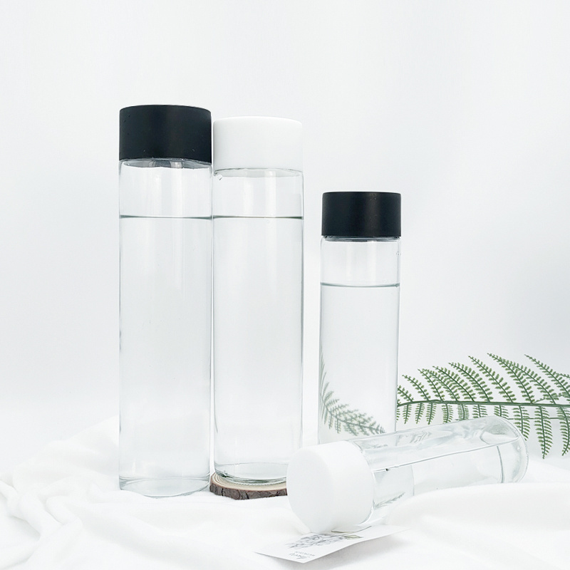 250ml/300ml/350ml/375ml/400ml/500ml/750ml/800ml transparent screw caps high borosilicate voss water glass bottle for juice milk