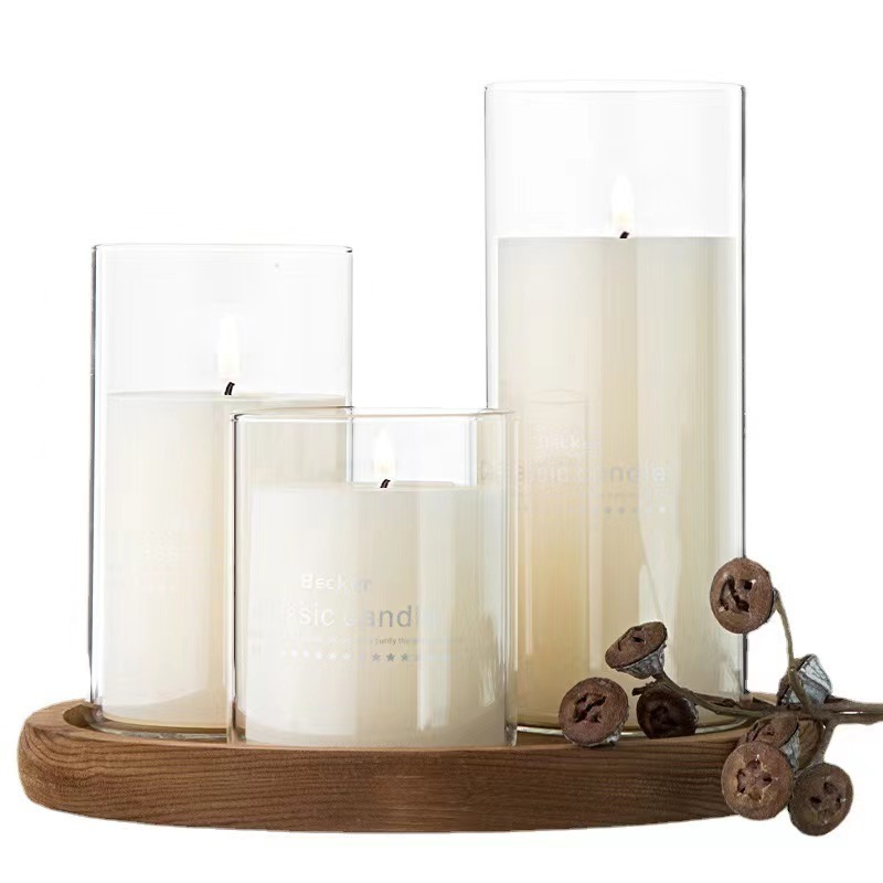 Luxury high-end glass candlestick Home decoration empty Glass Candle Jars Soy Wax Candle Packaging Candle Holders