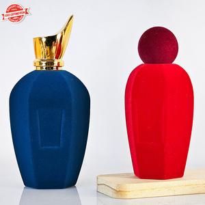 Flocked velvet perfume glass bottle 50ml 100ml Craft Glass Perfume Bottle luxury parfum glass bottle with gift box